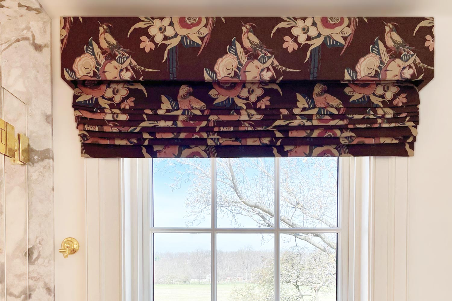 Bathroom with drapes