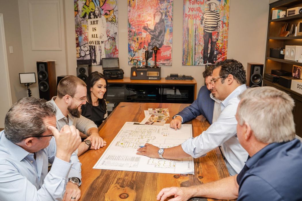 People working in conference room