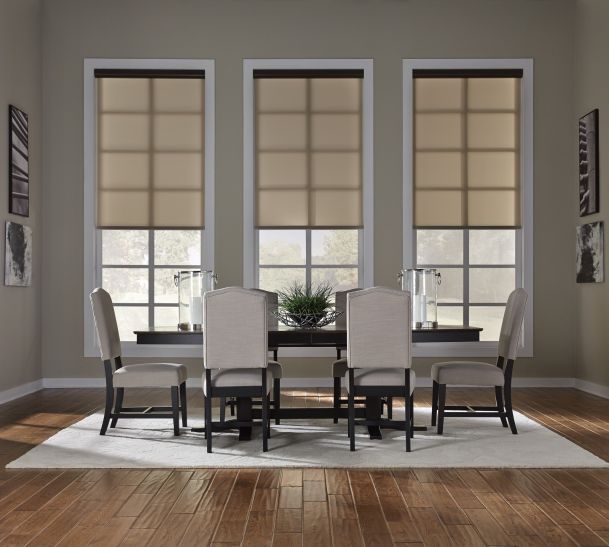 Lighting Shading Manufacturer Lutron in a dining room